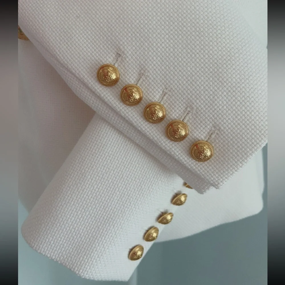 BALMAIN Double-Breasted Piqué Blazer - Picture 7 of 13